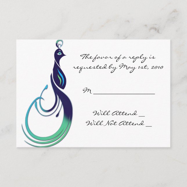 Precioso Pavão em Roxo, Azul Turquesa, Resposta Ve (Frente)