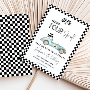 Precisa de quatro convites de aniversário de veloc