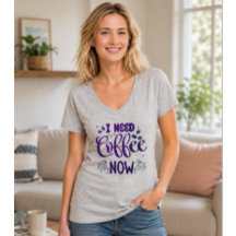 Preciso de Café Agora Camiseta Divertida de Café
