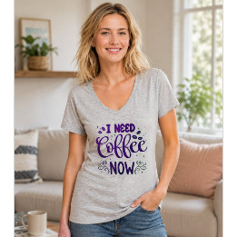 Preciso de Café Agora Camiseta Divertida de Café