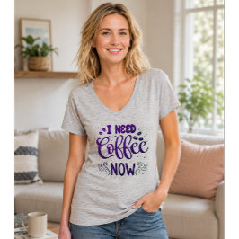 Preciso de Café Agora Camiseta Divertida de Café