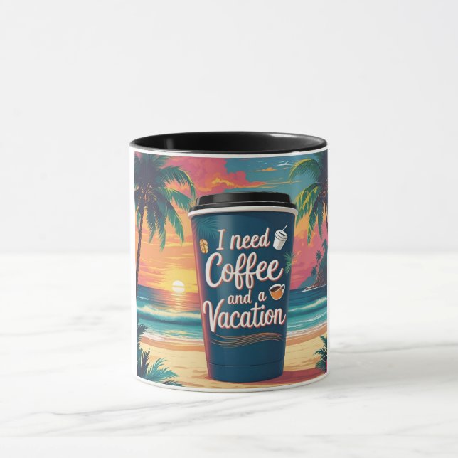 Preciso de café e Caneca de viagem tropical de fér (Centro)