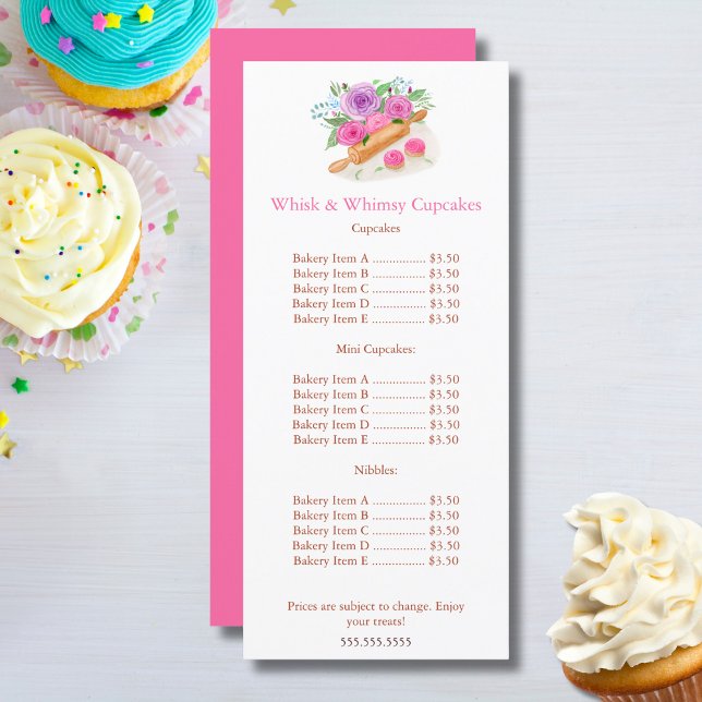 Preço do Menu de Cupcake com Rosas de Rolo de Aqua (Criador carregado)
