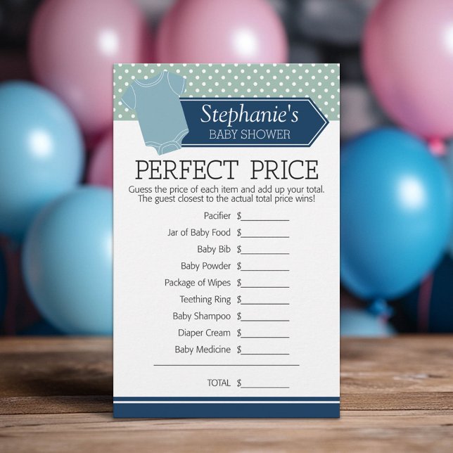 Preço perfeito do jogo do chá de fraldas - Blue Bo (Custom Baby Shower Games)