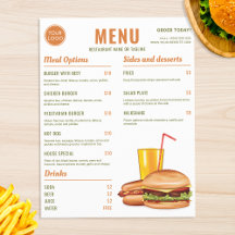 Preços do Menu de Comida Hambúrguer Cachorro Quent