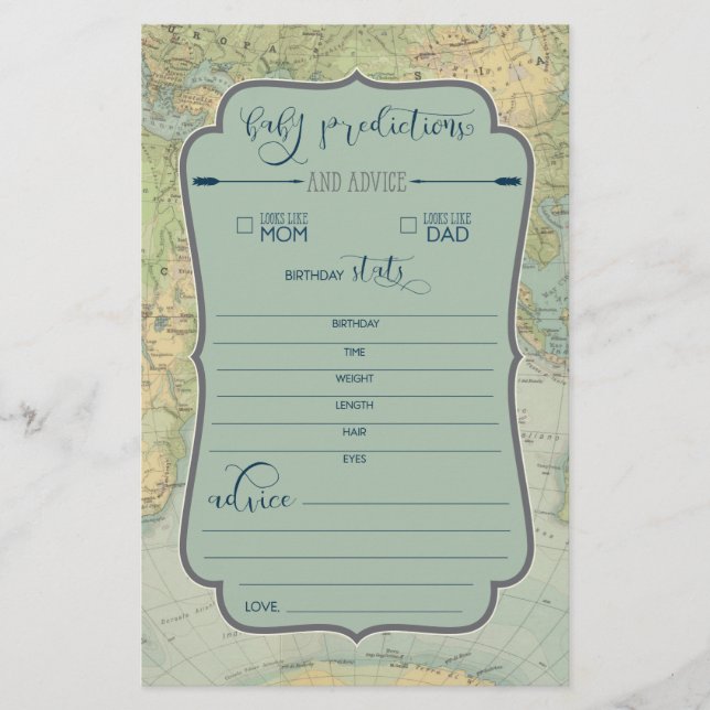 Predições de Bebê do Jogo de Chá de fraldas de Ave (Frente)