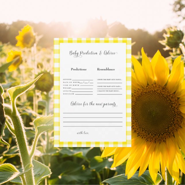 Predições de Bebê Gingham Amarelo II Convite (Criador carregado)