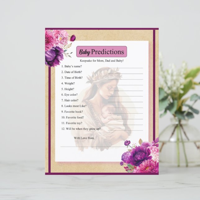 Predições do Bebê Roxo Boho (Em pé/Frente)