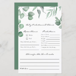 Predições e conselhos do jogo do Chá de fraldas Eu