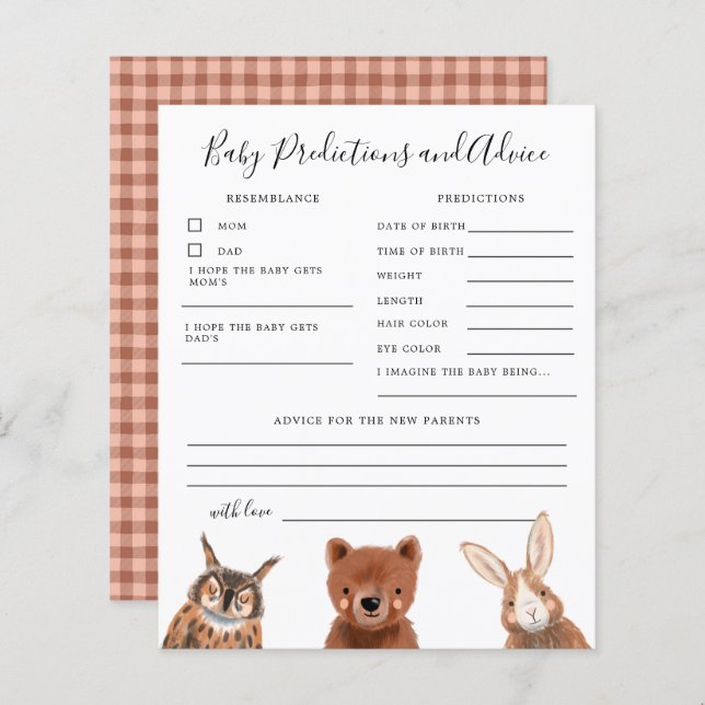 Predições e conselhos para bebês da Woodland (Frente/Verso)