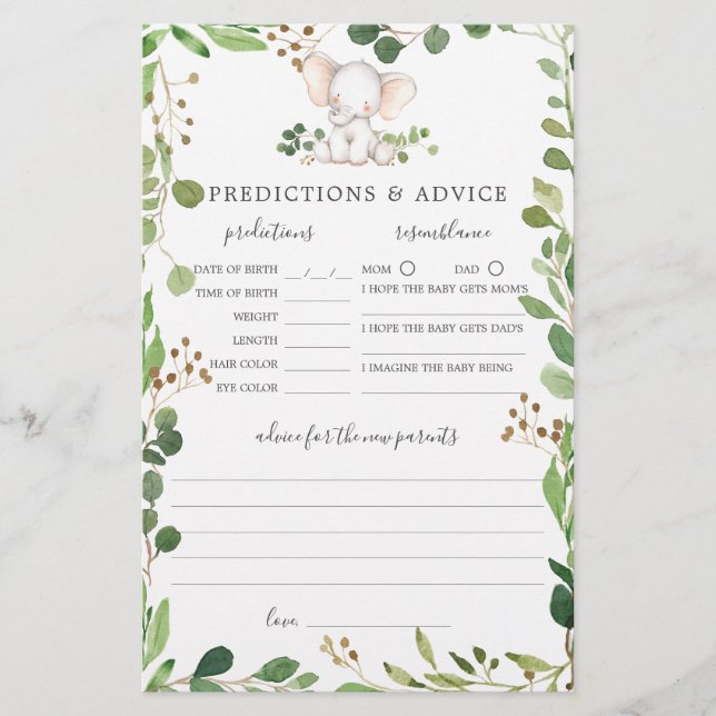 Predições e conselhos sobre o Chá de fraldas de el (Frente)