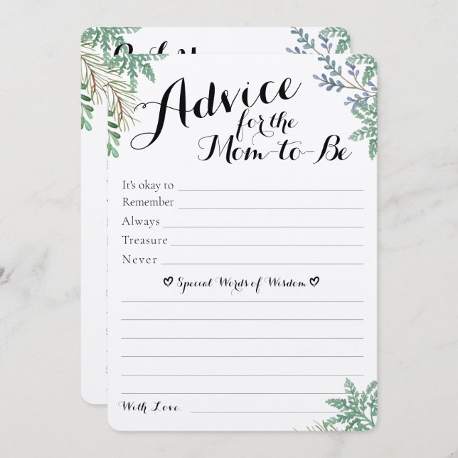 Predições e conselhos sobre o Chá de fraldas Verde (Frente/Verso)