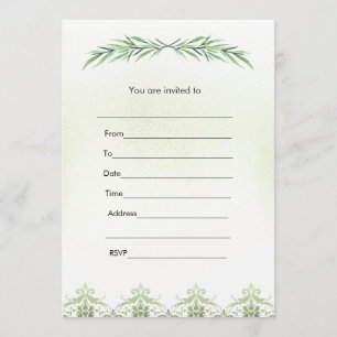 Preencha a rama de verde folhagem de convite aquar