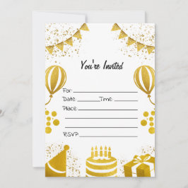Preencha O Convite À Folha De Ouro De Aniversário