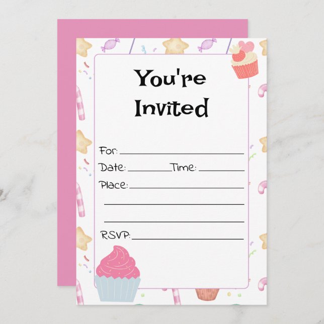 Preencha O Convite De Aniversário Do Vazio (Frente/Verso)