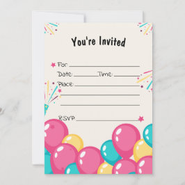 Preencha O Convite De Aniversário Para Os Balões D