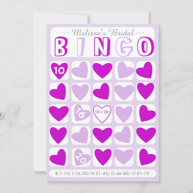 Preencha-o no cartão de jogo de bridal bingo púrpu (Frente)
