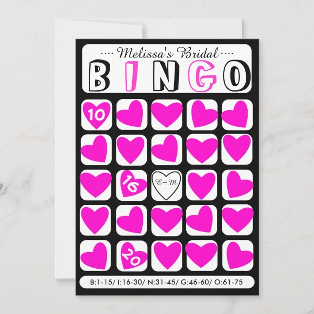 Preencha-o no cartão de jogo rosa do bingo de noiv (Frente)