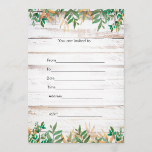 Preencher com cor de água rústica verde de convite