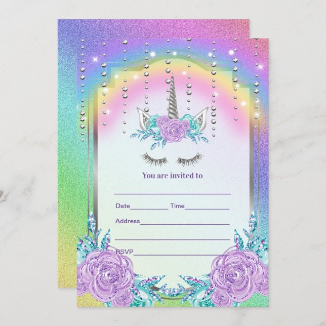 Preencher o Convite do Unicorn (Frente/Verso)