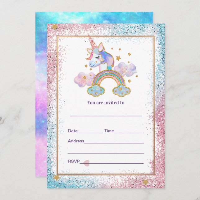 Preencher o Convite do Unicorn (Frente/Verso)