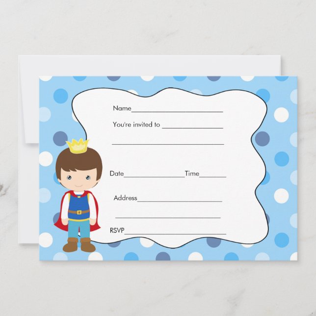 Preencher o Convite para Chá de fraldas Príncipe A (Frente)