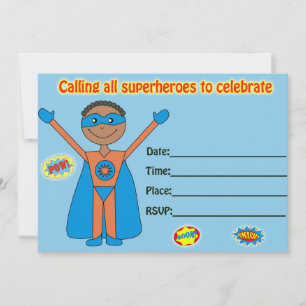 Preenchimento de convite de aniversário de super-