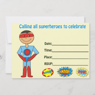 Preenchimento de convite de aniversário de super-