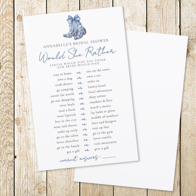 Preferiria Chuveiro de Noiva Country Bow Cowboy (Would Rather Country Bow Cowboy Bridal Shower)