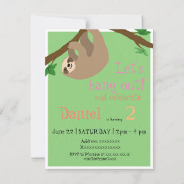 Preguiça bonito, convite de aniversário