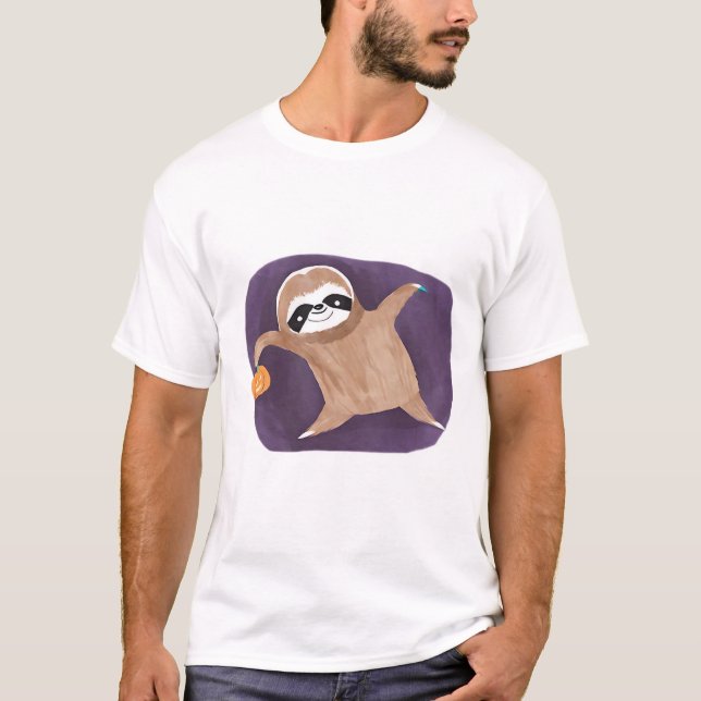Preguiça de Halloween com Camiseta Clássica de Abó (Frente)