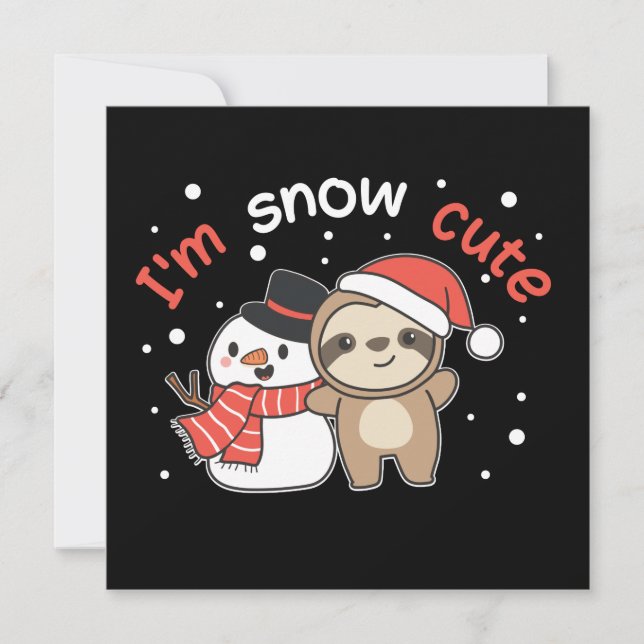 Preguiça Estou Neve Fofa Boneco de Neve Convite Pi (Frente)