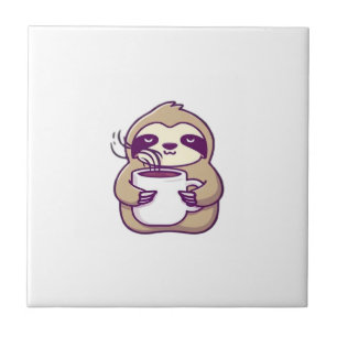 Preguiça Kawaii Chibi com Caneca de Café � Arte de