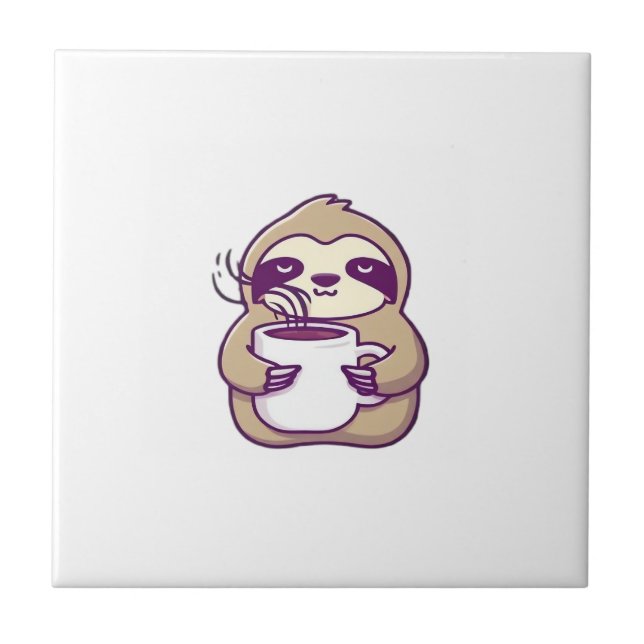 Preguiça Kawaii Chibi com Caneca de Café � Arte de (Frente)