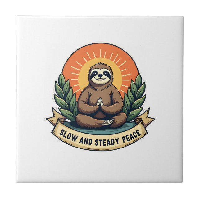 Preguiça Meditando Design de Humor Relaxado Vintag (Frente)