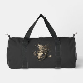 Prehistoric Fish Skull Grunge Dark Art Duffel Bag