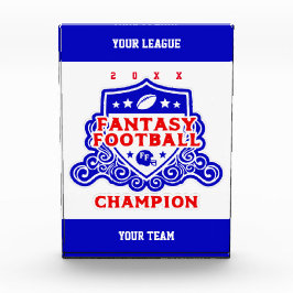 Prêmio Acrílico de Campeão de Futebol da Fantasy