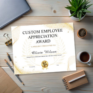 Prêmio de Apreciação de Funcionário Funny Editável