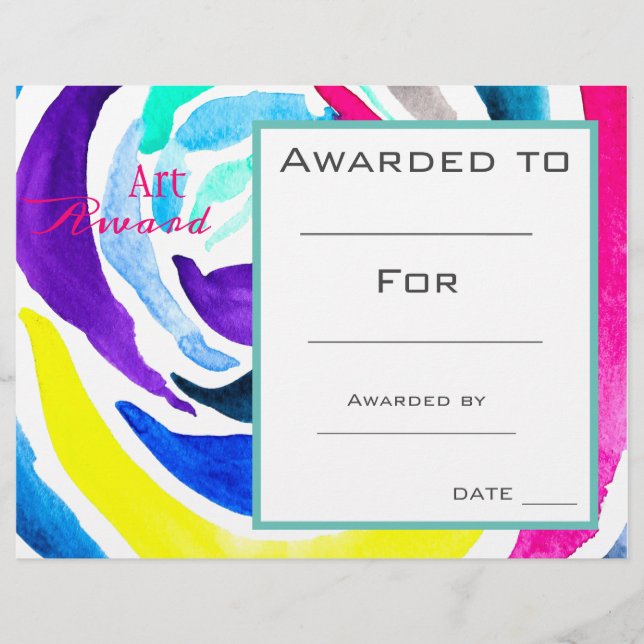 Prêmio de arte da turma pintura aquarela (Frente)