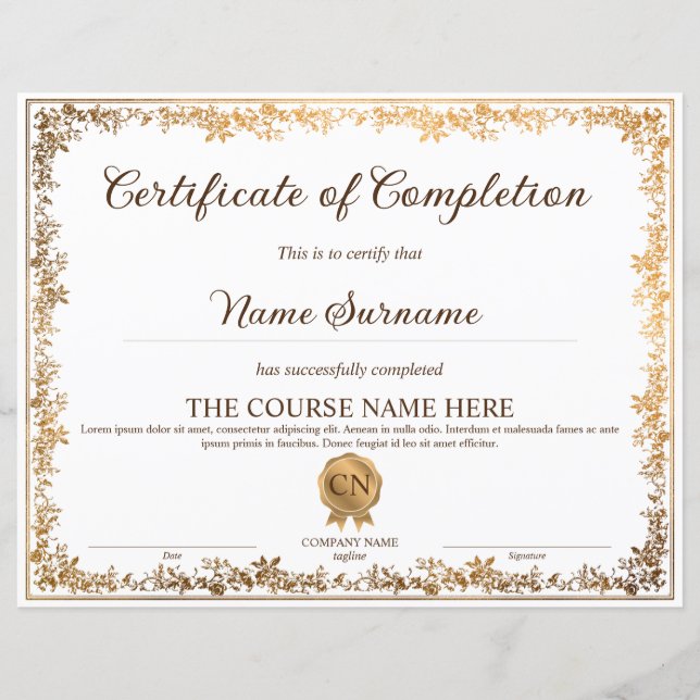 Prêmio de Certificado Diploma Elegante (Frente)