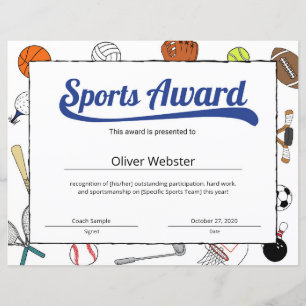 Prêmio de Certificado Esportivo Azul
