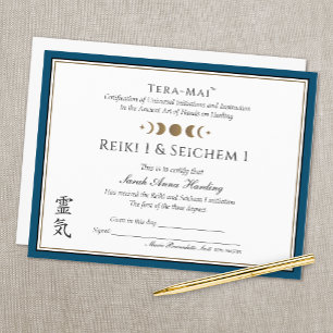 Prêmio de certificado-mestre de conclusão Reiki
