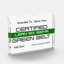 Prêmio de Cinta Verde Lean Seis Sigma Certified