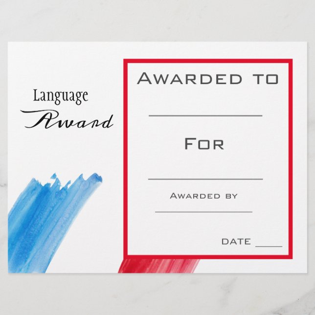 Prêmio de classe estudante de língua francesa (Frente)