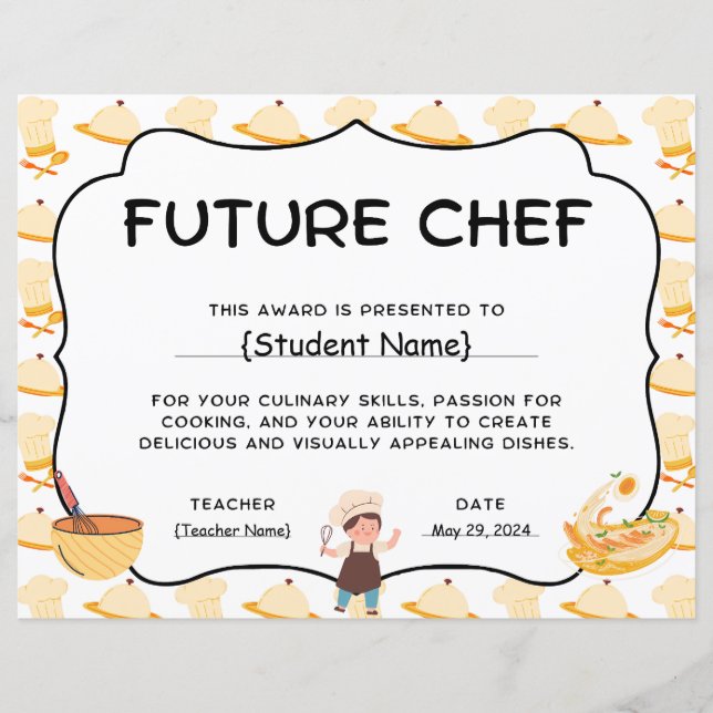 Prêmio De Reconhecimento De Estudantes De Chef No  (Frente)