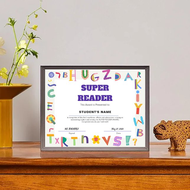 Prêmio de reconhecimento personalizável do Super R (Customizable Super Reader StudentRecognition Award)