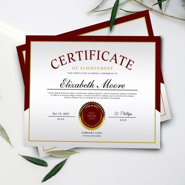 Prêmio do Certificado de Realização Dourado Vermel (Criador carregado)