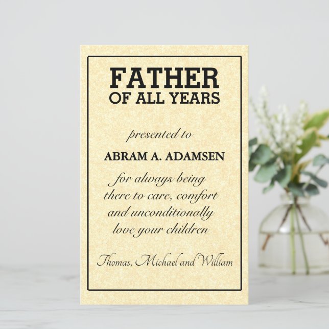 Prêmio Pai de Todos os Anos (Em pé/Frente)