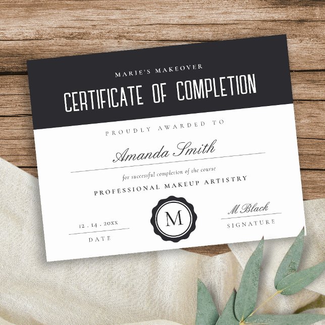 Prêmio Preto de Certificado Moderno de Conclusão (Criador carregado)