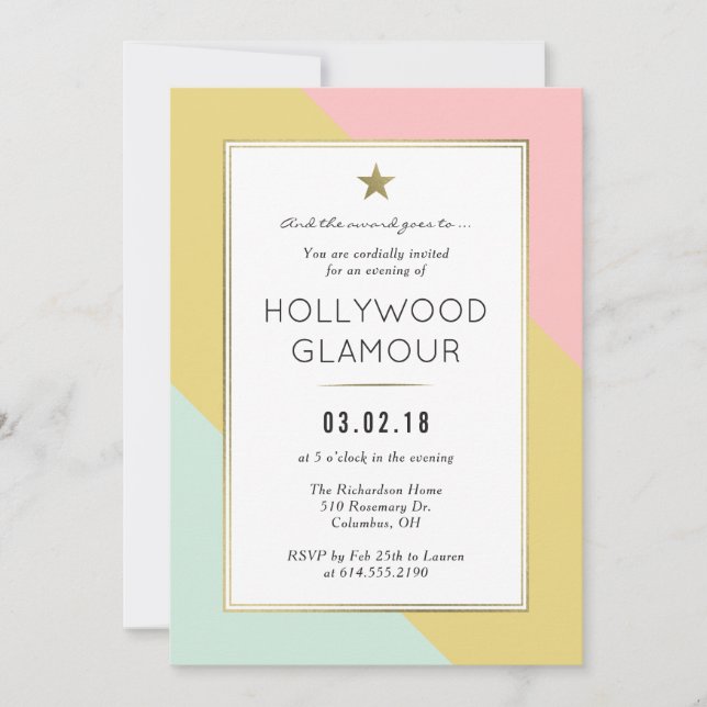 Prêmio Ver Convite de festas de filmes do Oscar Pa (Frente)